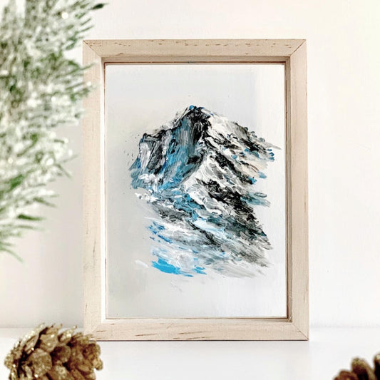 "Snow Mountains" 4 x 5.8 Acrylic On Glass