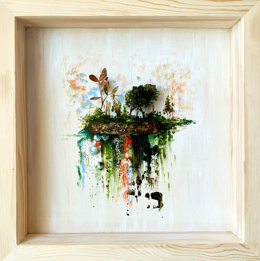 "In A Free Fall Moments"  12 x 12 Wood shadow box